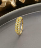 Milgrain Leaf Stackable Wedding Band 1ct Round Cut Diamond 14k YellowGold Finish