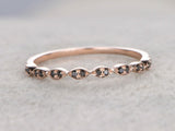 0.6ct Round Black Diamond Minimalist Stackable Wedding Band 14k Rose Gold Finish