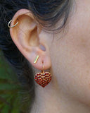 2ct Round Cut Red Garnet Heart Shape Cluster Drop Earrings 14k YellowGold Finish