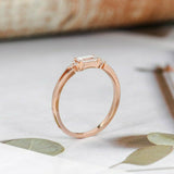 1ct Baguette Cut Diamond Engagement Ring Petite Minimalist 14k Rose Gold Finish