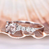 1.2ct Round Cut Peach Morganite Solitaire Engagement Ring 14k White Gold Finish