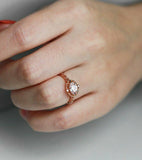 1ct Oval Cut Peach Morganite Engagement Ring 14k Rose Gold Over Floral Solitaire