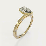 2.2ct Pear Cut Diamond Solitaire Open Stylish Shank Ring 14k Yellow Gold Finish