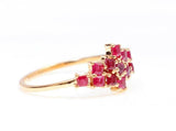 3ct Engagement Ring Princess Cut Ruby Cluster Minimalist 14k Yellow Gold Finish