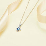 0.6ct Oval Cut Blue Sapphire Diamond Style Pendant with Chain 14k WhiteGold Over