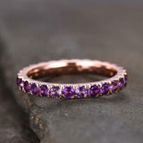 2ct Wedding Ring Band Round Cut Purple Amethyst Full Eternity 14k Rose Gold Over