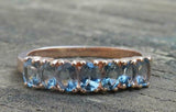 3ct Wedding Ring Band Oval Cut Blue Aquamarine Half Eternity 14k White Gold Over