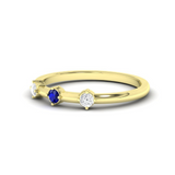 0.2ct Round Cut Blue Sapphire Engagement Ring 14k Yellow Gold Finish Three Stone