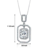 4Ct Radiant Cut Diamond Double Halo Women Pendant 14K White Gold Finish NO CHAIN