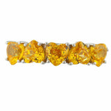 2.6ct Heart Cut Yellow Citrine Five Stone Half Eternity Band 14k White Gold Over