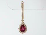 1.12ct Pear Cut Pink Ruby Diamond Halo Tear Drop Earrings 14k Yellow Gold Finish