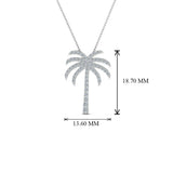 1ct Round Cut VVS1 Diamond Palm Tree Pendant 10k Real Solid White Gold NO CHAIN