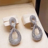 6Ct Round Cut Diamond Cluster Party Water Drop Earrings 14K White Gold Finish