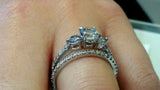 2ct Round Cut Blue Aquamarine Engagement Ring 14k White Gold Finish Bridal Set