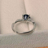 1ct Round Cut Blue Sapphire Engagement Ring Twisted Infinity 14k White Gold Over