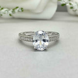 2ct Engagement Ring Oval Cut Diamond Solitaire with Accents 14k WhiteGold Finish