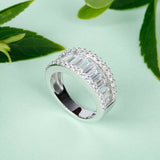 4Ct Graduated Emerald Cut Diamond Stylish Wedding Band Ring 14K White Gold Over