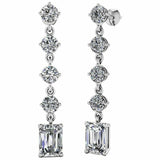 3ct Emerald Cut Diamond Elegant Vertical Tear Drop Earrings 14k White Gold Over