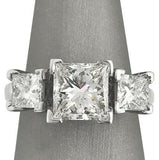 2.5Ct Princess Cut Diamond Solitaire Trilogy Engagement Ring 14K White Gold Over