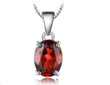 2.3ct Red Garnet Pendant Oval Cut Solitaire Women 14k White Gold Finish NO CHAIN