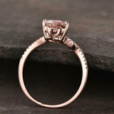 1ct Engagement Ring Heart Cut Peach Morganite Curved 14k Rose Gold Finish