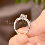 1ct Heart Simulated Diamond Solitaire with Accents Ring 14k White Gold Plated