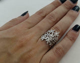 1.5ct Round Cut VVS1D Diamond Engagement Ring Leaf Petal 14k White Gold Finish