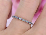 1ct Round Cut Amethyst Alternate Emerald Anniversary Band 14k White Gold Finish