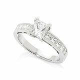 1.5ct Princess Cut Diamond Engagement Ring Accents Solitaire 14k White Gold Over