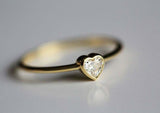 0.4ct Heart Cut Diamond Engagement Ring 14k Yellow Gold Over Bezel Set Solitaire