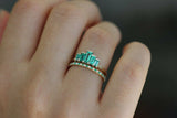 1.3ct Baguette Green Emerald Engagement Ring 14k Yellow Gold Over Art Deco Crown