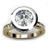 2ct Round Cut Diamond Bezel Setting Women Engagement Ring 14k Gold Finish