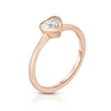 0.5ct Heart Cut Diamond Engagement Ring 14k Rose Gold Finish Bezel Set Solitaire