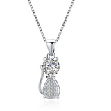 1.2ct Round Cut VVS1D Diamond Pendant Cat Design 14k White Gold Finish NO CHAIN