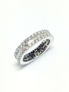 5Ct Baguette Cut Diamond Three Row Eternity Wedding Band 14K White Gold Finish