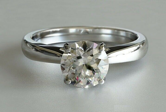 0.8ct Round Cut Diamond Engagement Ring 4 Prong Solitaire 14k White Gold Finish