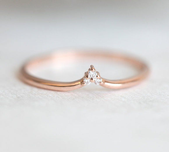 Minimalist Wedding Ring Band 1ct Round Cut VVS1D Diamond 14k Rose Gold Finish