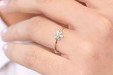 1.2ct Engagement Ring Baguette Cut Diamond Star Art Deco 14k Yellow Gold Finish