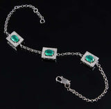 6.5ct Oval Cut Green Emerald Stylish Women Chain Bracelet 14k White Gold Finish