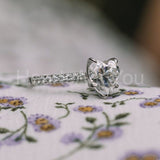 1ct Heart Simulated Diamond Solitaire with Accents Ring 14k White Gold Plated