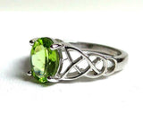 2ct Oval Cut Green Peridot Irish Trinity Solitaire Ring 14k White Gold Finish