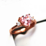 1ct Heart Cut Morganite Engagement Ring Diamond Accent Trilogy 14k RoseGold Over