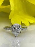 1.5ct Pear Cut Diamond Accents Solitaire Engagement Ring 14k White Gold Finish