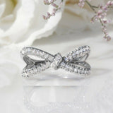 2ct Round Cut Diamond Engagement Ring Bow Knot Unique Women 14k WhiteGold Finish