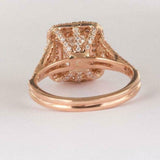 1.92ct Princess Cut Diamond Engagement Ring Dual Halo Iced 14k Rose Gold Finish