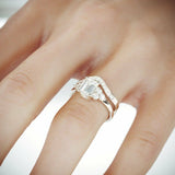 4Ct Emerald Cut Diamond Bridal Set Engagement Ring Band 14K White Gold Finish