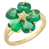 5ct Engagement Ring Heart Cut Green Emerald Floral Women 14k Yellow Gold Finish