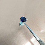 1.4ct Engagement Ring Oval Cut Blue Sapphire Solitaire 14k White Gold Finish