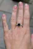 1ct Engagement Ring Round London Blue Topaz Diamond Accent 14k White Gold Finish