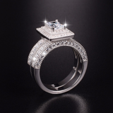 3ct Radiant Cut Diamond Engagement Ring 14k White Gold Over Milgrain Double Halo